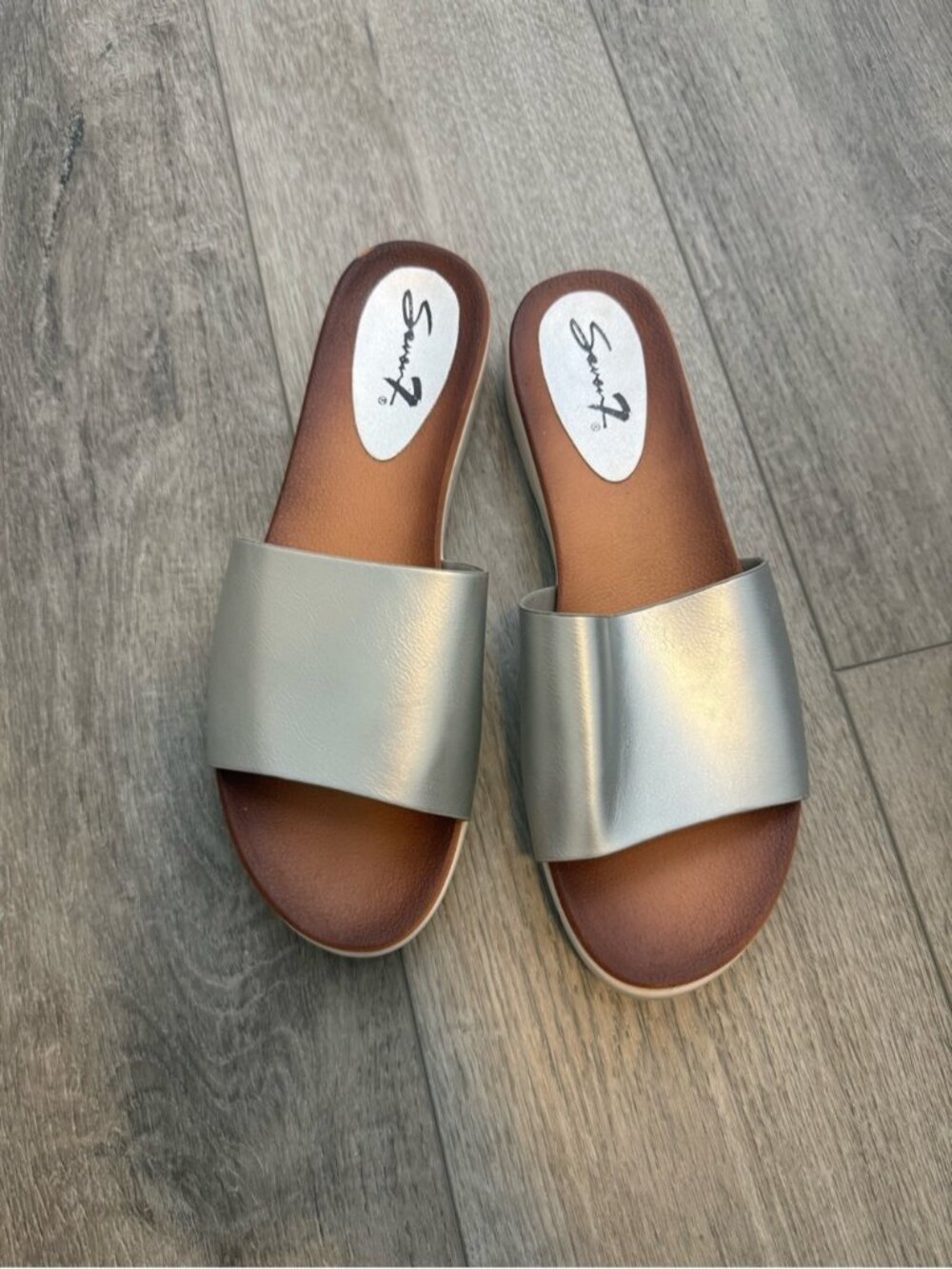 Seven7 Metallic Silver Slide Sandals size 10